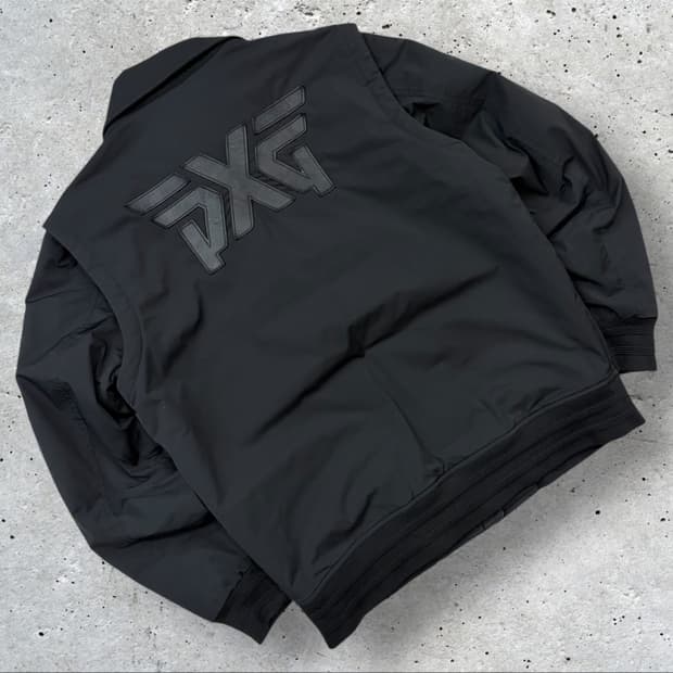 [XL] PXG 골프 레더 패치 블랙 봄버 자켓 B873