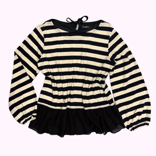 stripe layered ribbon t-shirt