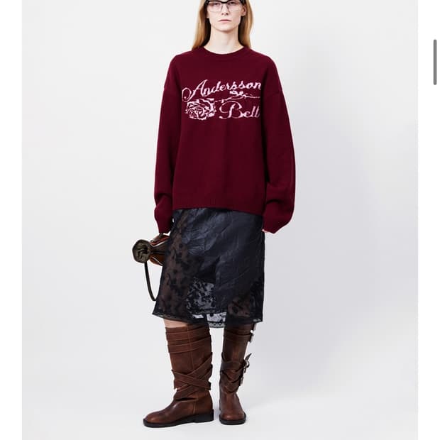 앤더슨벨 유니섹스 캐시미어 로즈 크루넥 니트 스웨터