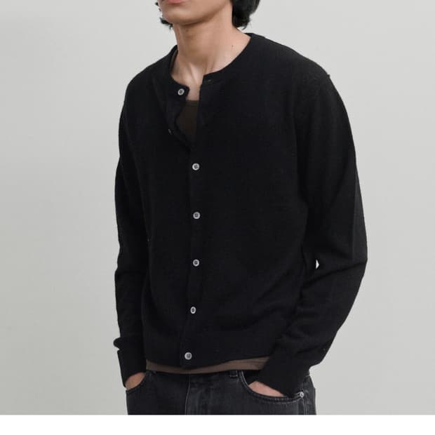브라운야드 소프트 라운드 가디건 블랙 4