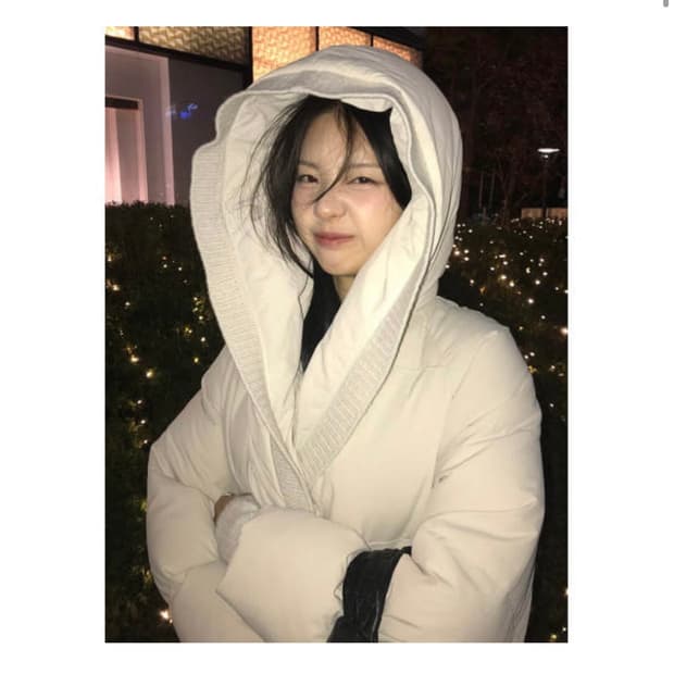 올리브데올리브 니트 빅 후드 패딩 sand