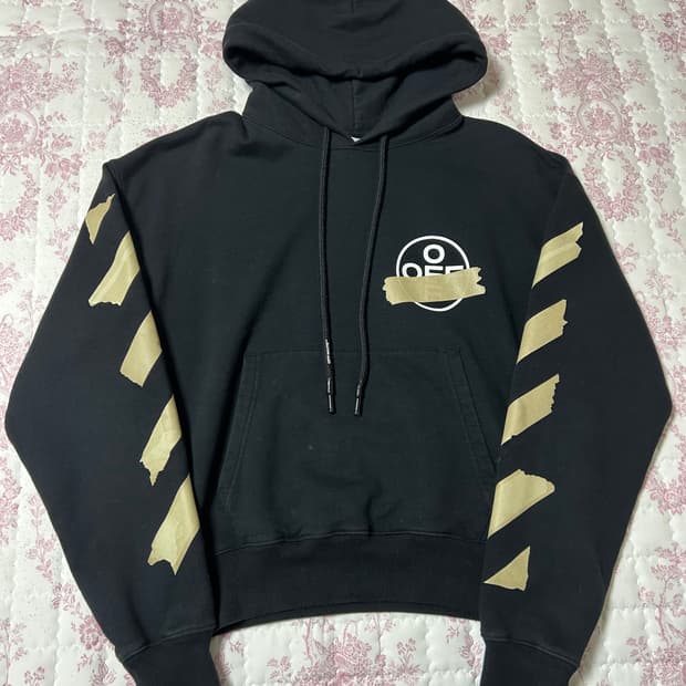 정품 오프화이트 후드티 S-90 블랙