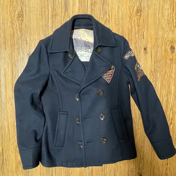 Jeep 지프 와펜 울 혼방 더블 숏 피코트(네이비S,90)