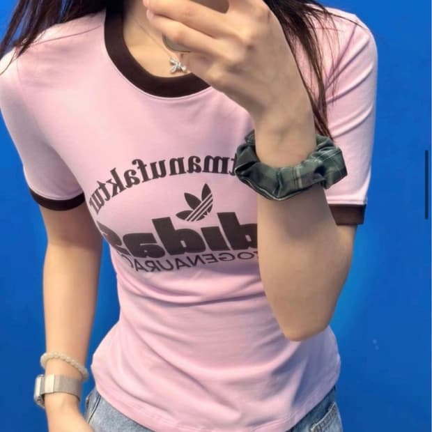 아디다스 여성용 레트로반팔티 핑크 브라운 IR6087