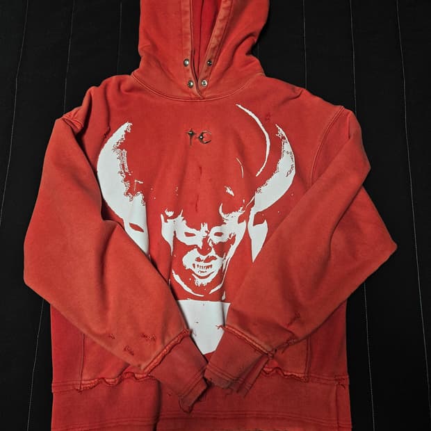 떠그클럽 사탄 후드 스웻 레드 화이트 size1