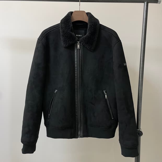 (L) DKNY 블랙 시어링 자켓