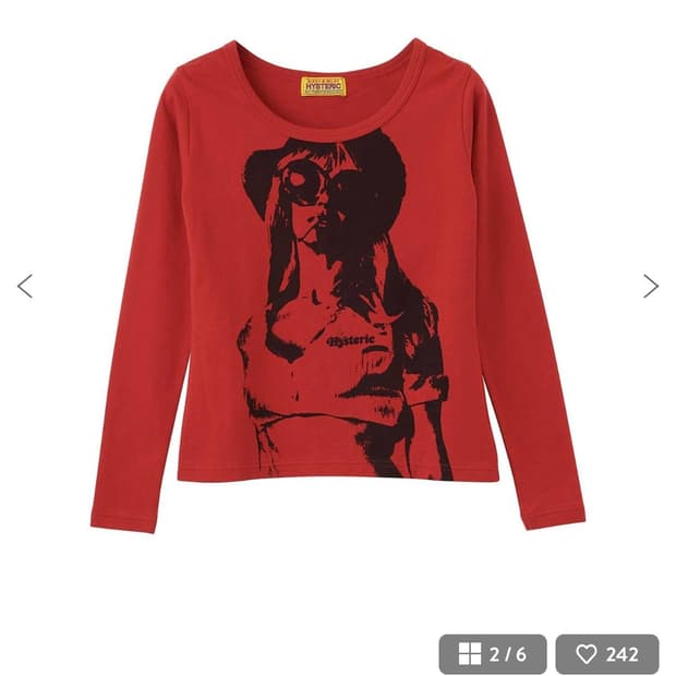 히스테릭글래머 스모크온더워터 롱슬리브 레드