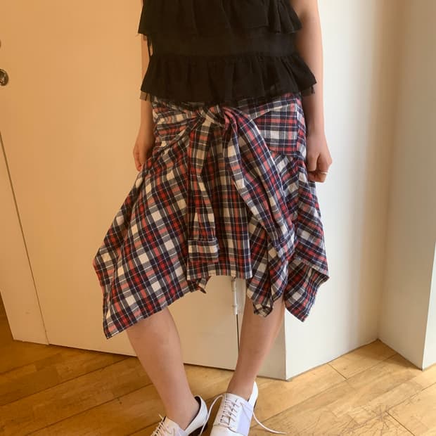 Check shirt strap skirt