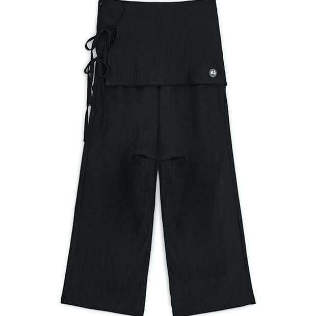 허그유어스킨 스커트 레이어드 팬츠 블랙