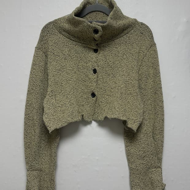 빈티지 크롭 하이넥 가디건 