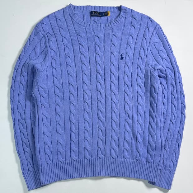 폴로 랄프로렌 스카이블루 케이블 니트