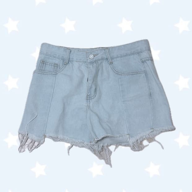 빈티지 소라색 데님 숏 팬츠