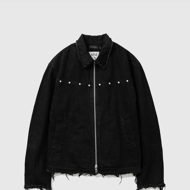 바스틱 스터드 컷 오프 자켓 블랙