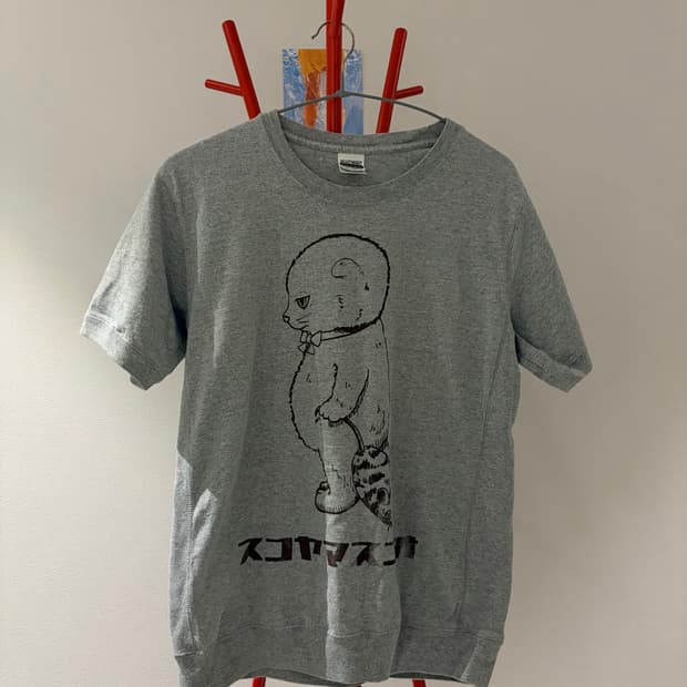 모리걸 삐친 고양이 하프슬리브 반팔 일본 빈티지