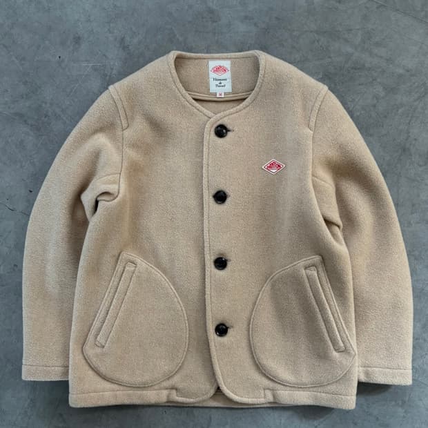 Danton 단톤 베이지 논 카라 울 자켓