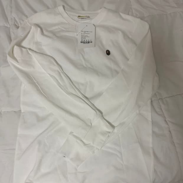 급처!! 베이프 원 포인트 롱슬리브 흰색 s 