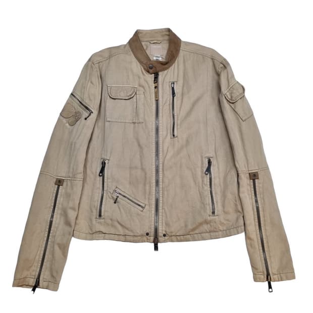 디젤 브라운 투웨이 넥버클 라이더자켓