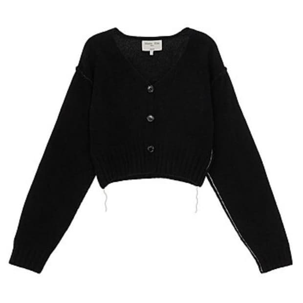 마뗑킴 스티치 포인트 크롭 가디건 블랙