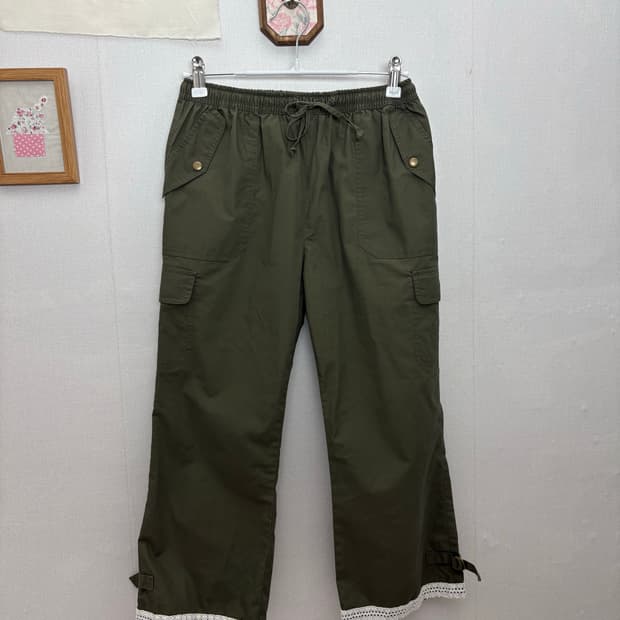 카키 레이스 7부 팬츠