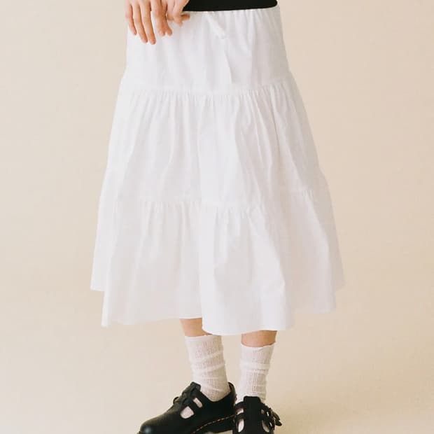 버터플라이 셔링 스커트(화이트)