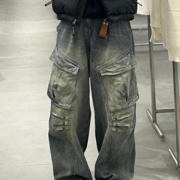 언유즈드랩 데님 팬츠