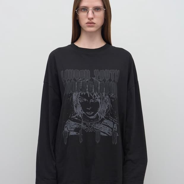 LCDC PRINTED LONG-SLEEVE TOP (BLACK)