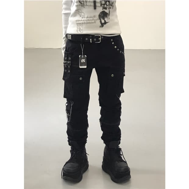 Jpn Black Y2k detail pants