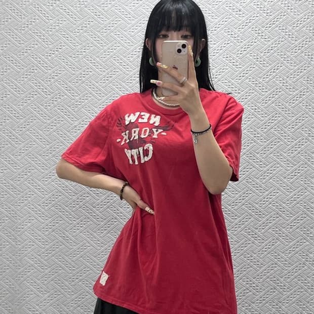 아메리칸 이글 올드스쿨 레트로 뉴욕시티 패치 반팔티 L C14024