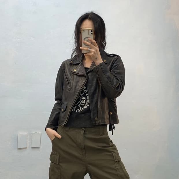 [1581]Schott black leather jacket