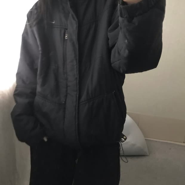 나이키 블랙 후드 패딩