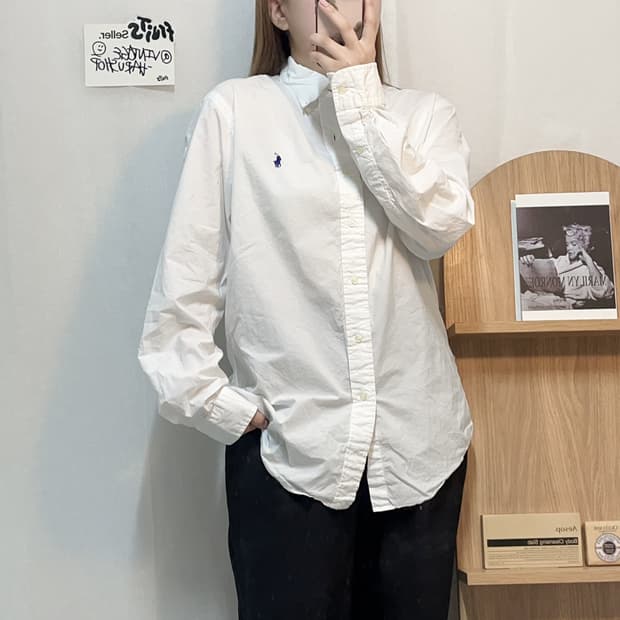 [정품] 폴로 화이트 / 네이비포니 셔츠 [ M ]