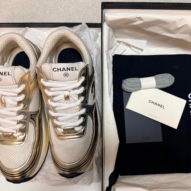 [정품] 샤넬 CC 로고 믹스투톤 스니커즈 240 풀구성