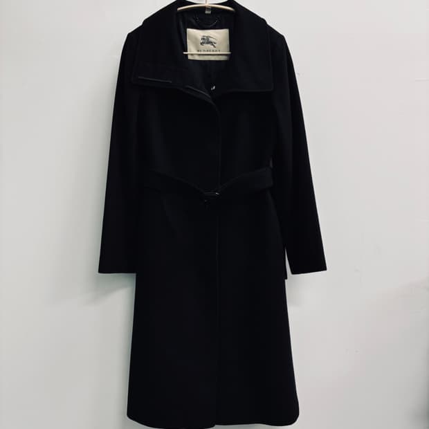 버버리 BURBERRY LONDON 울 캐시미어 벨티드 코트