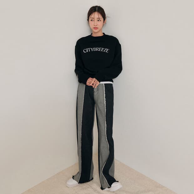 시티브리즈 흑청 배색 청바지