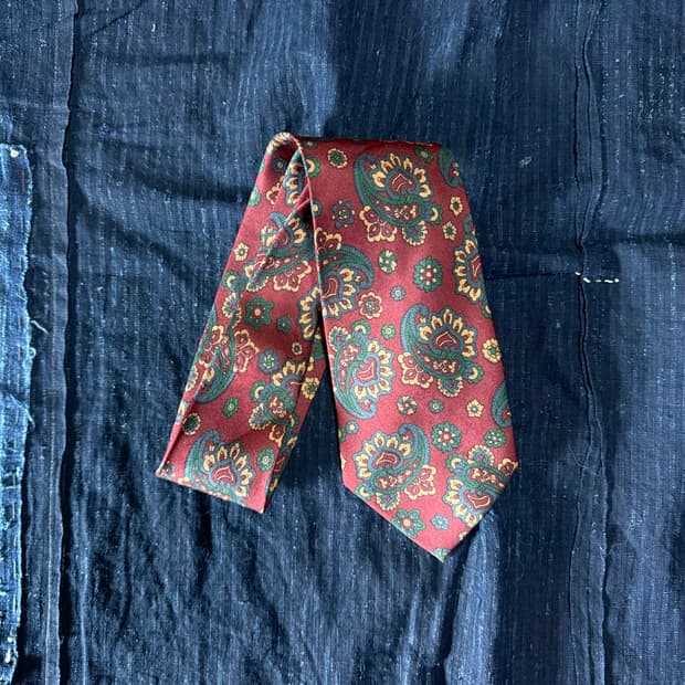 90‘s Aquascutum 페이즐리 패턴 실크타이