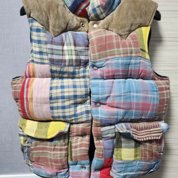 폴로 랄프로렌 데님앤서플라이 패치워크 패딩 베스트 조끼 S