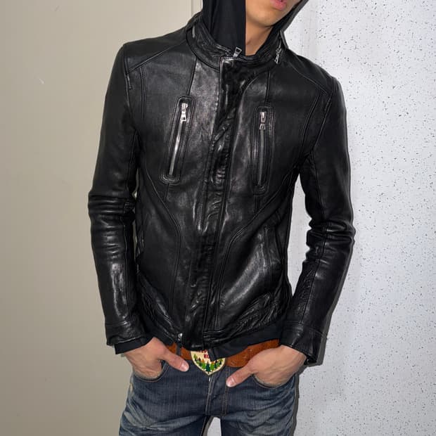 이태리 양가죽 슬림 레더 자켓