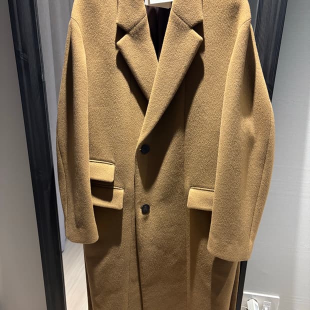 우영미 카멜 캐시미어 로브코트 50