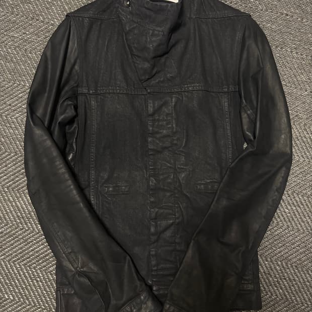 릭오웬스 슬레이브 팔가죽데님 자켓