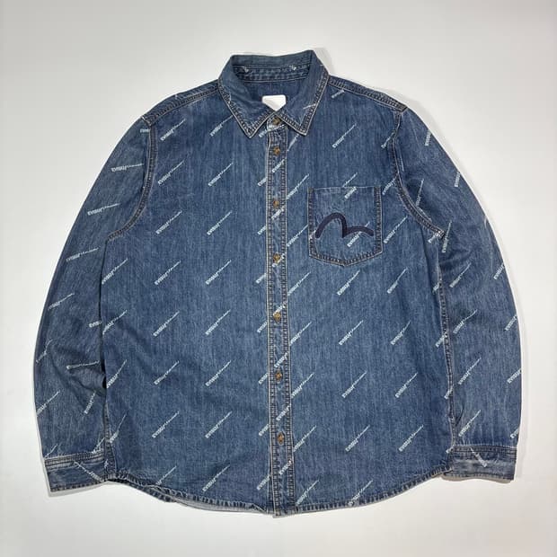 에비수 데님 패턴 셔츠