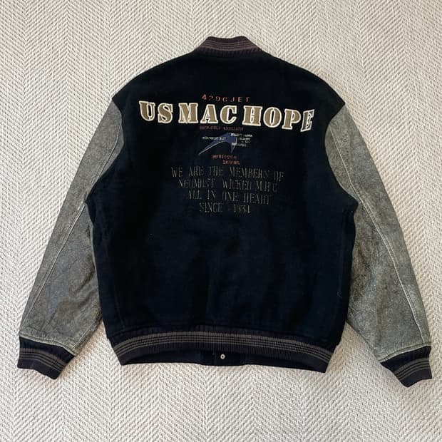 90s us mac 맥호프 레더 바시티 자켓