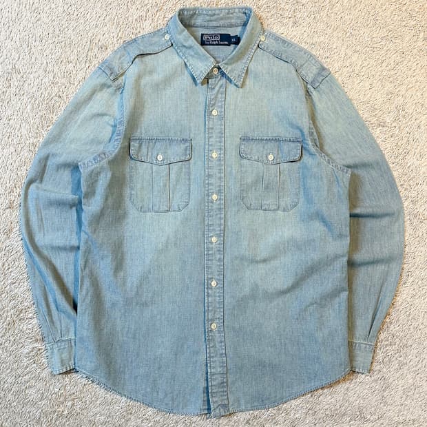 폴로 랄프로렌 투포켓 샴브레이 데님 워크셔츠