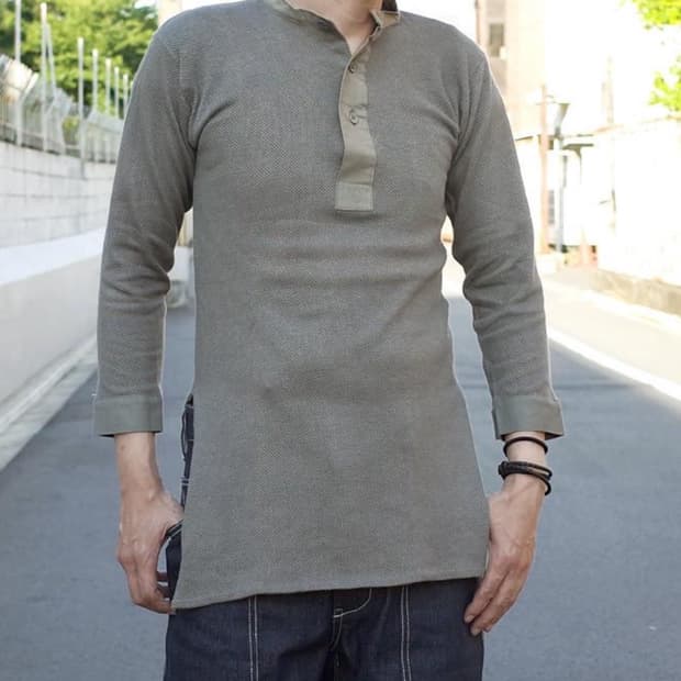 SWEDEN ARMY M-39 언더웨어 외플 헨리넥 셔츠=스웨덴 군