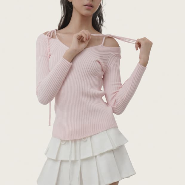 클리시어  Eclair 리본 니트 핑크 