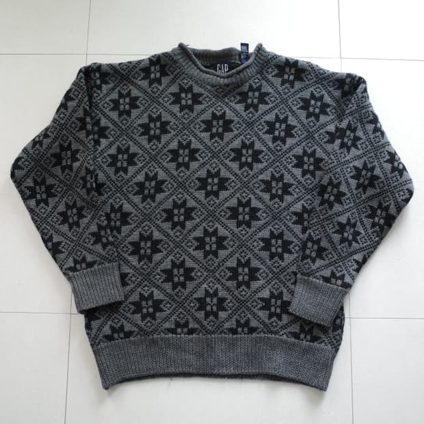 90s 올드 갭 GAP 눈꽃 패턴 울 스웨터