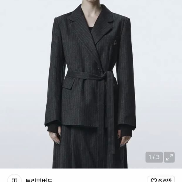 트리밍버드 스트라이프 벨트 셋업 자켓 새상품 