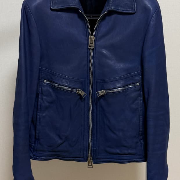 톰포드 램스킨 모토레더자켓 블루 46