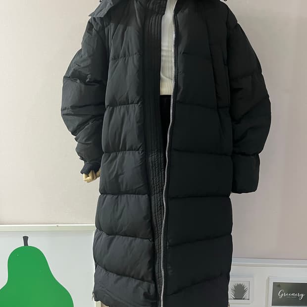 블랙오리털롱패딩