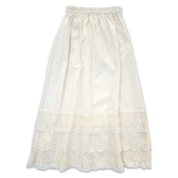 빈티지 아이보리 모리 레이스 롱 스커트