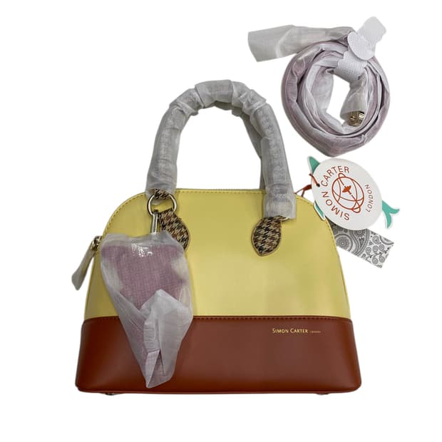 사이먼카터 런던 옐로우 브라운 토트백 + 스트랩